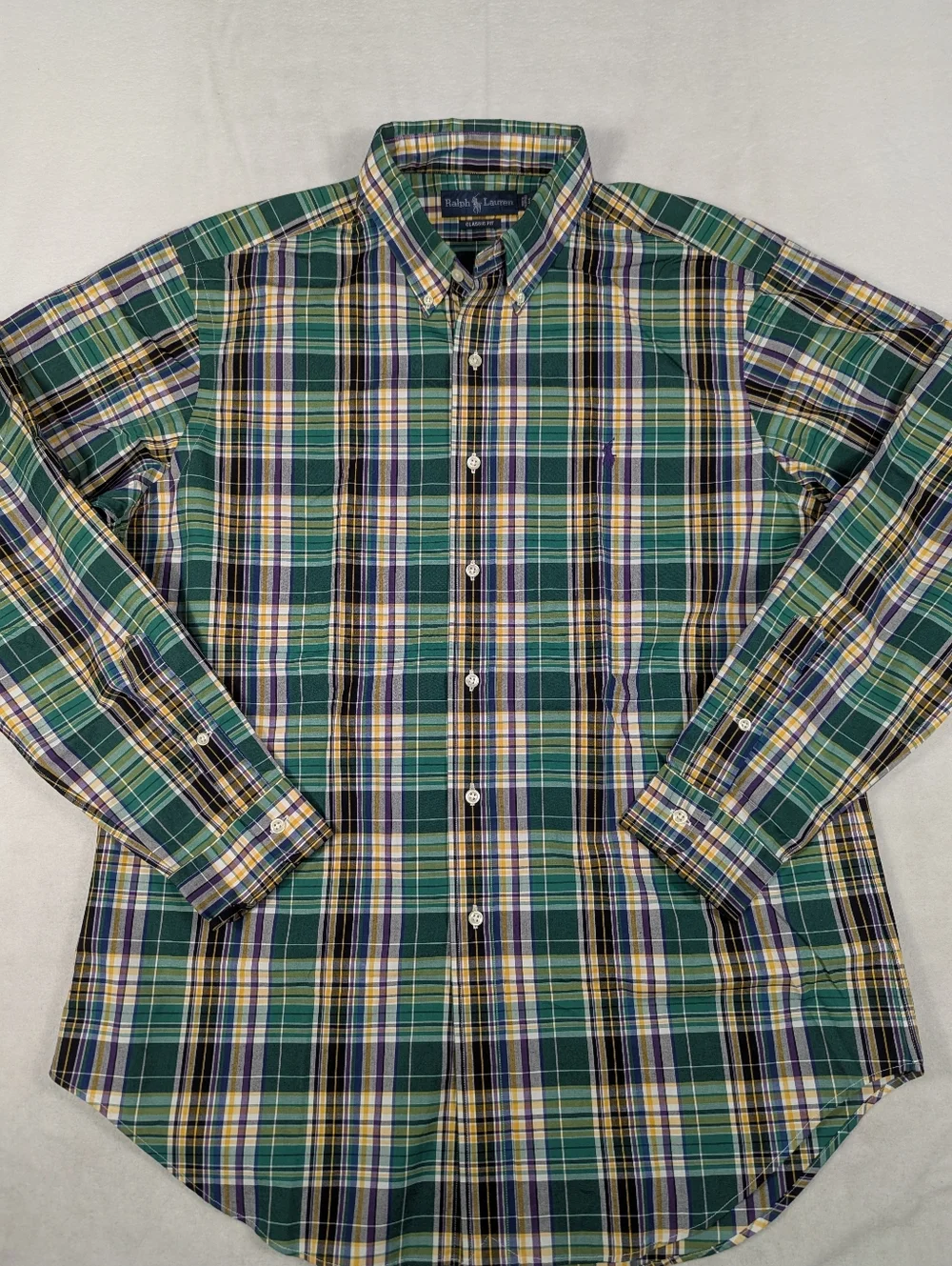 Polo Ralph Lauren Classic Fit Plaid Long Sleeve Button-down Mens Shirt‎ Large